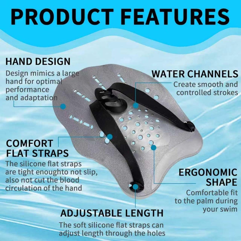 MCSDFN 2 Pcs Swim Hand Paddles, Swim Paddles with Adjustable Straps for Lap Swimming Training Hand Paddles for Novice and Professional Use - Image 5
